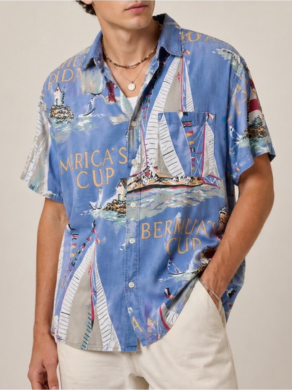 Vintage Ae Americas Cup Sailboat Shirt Bermuda Regatta Nautical S Blokecore